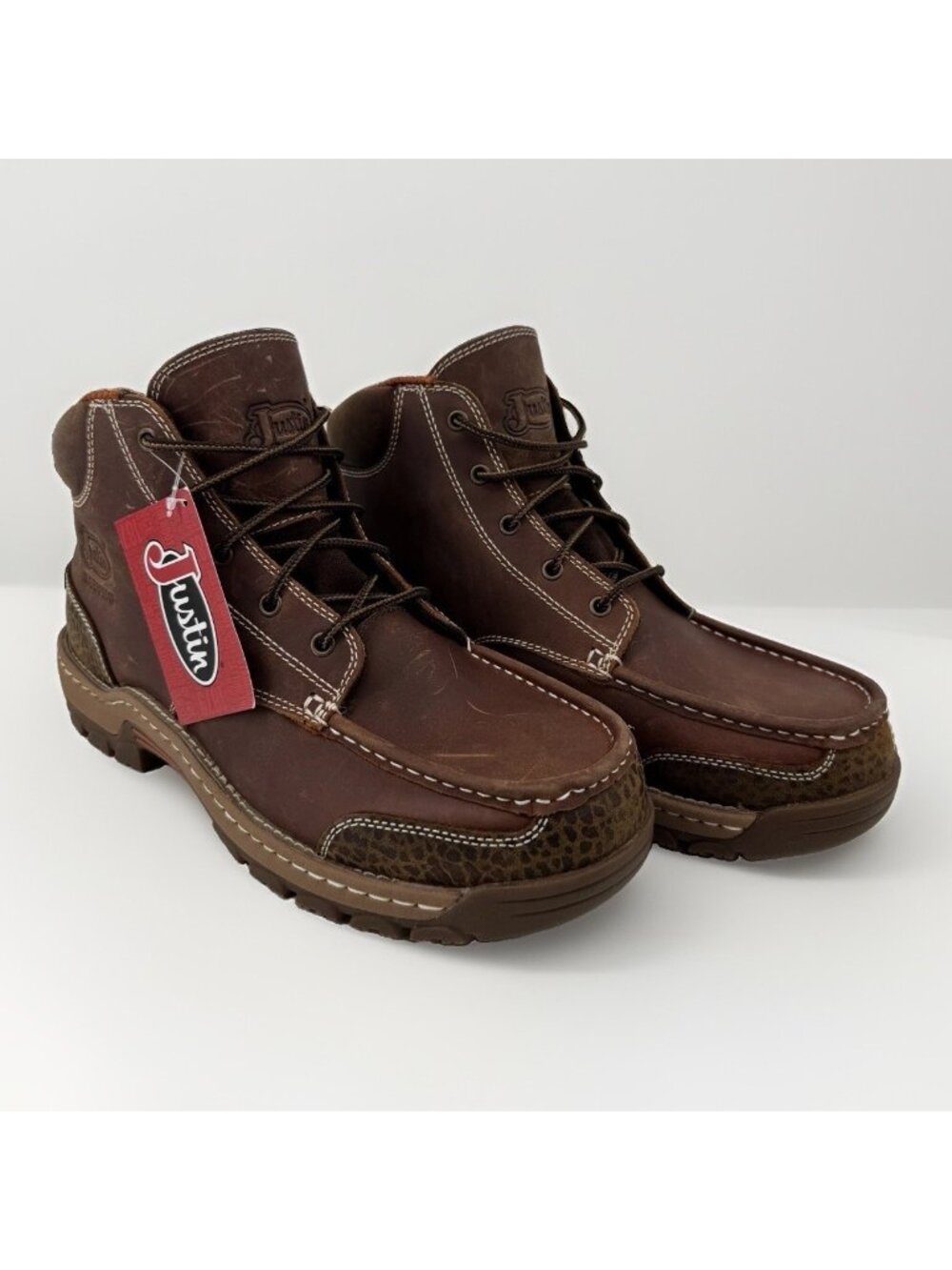 Justin Men's Leather 5" Waterproof Corbett Boots 11.5 W Wide Lace-up Alloy Toe